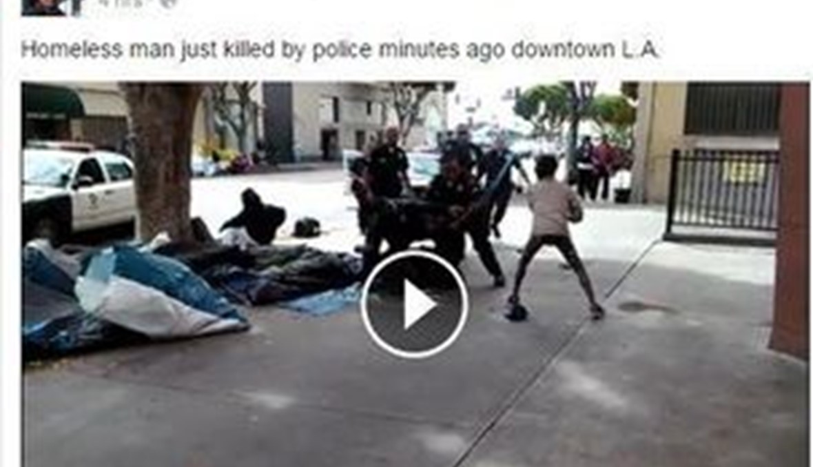 فيديو صادم... الشرطة تطلق النار على مشرد في لوس انجلس