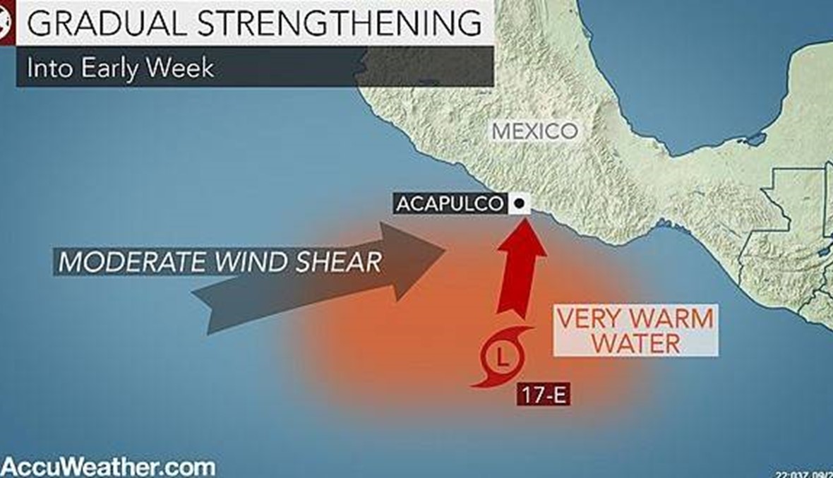 العاصفة الاستوائية مارتي تتشكل قبالة ساحل المكسيك على المحيط الهادىء