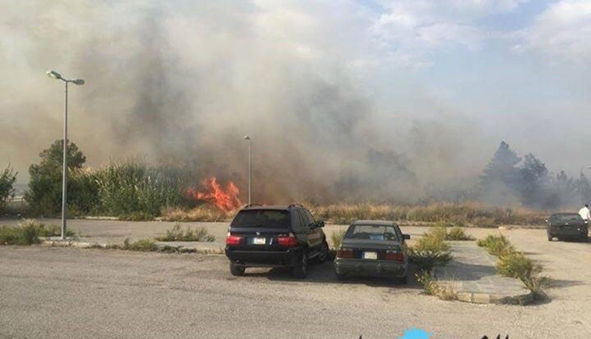 حريق في حديقة مستشفى عبدالله الراسي الحكومي