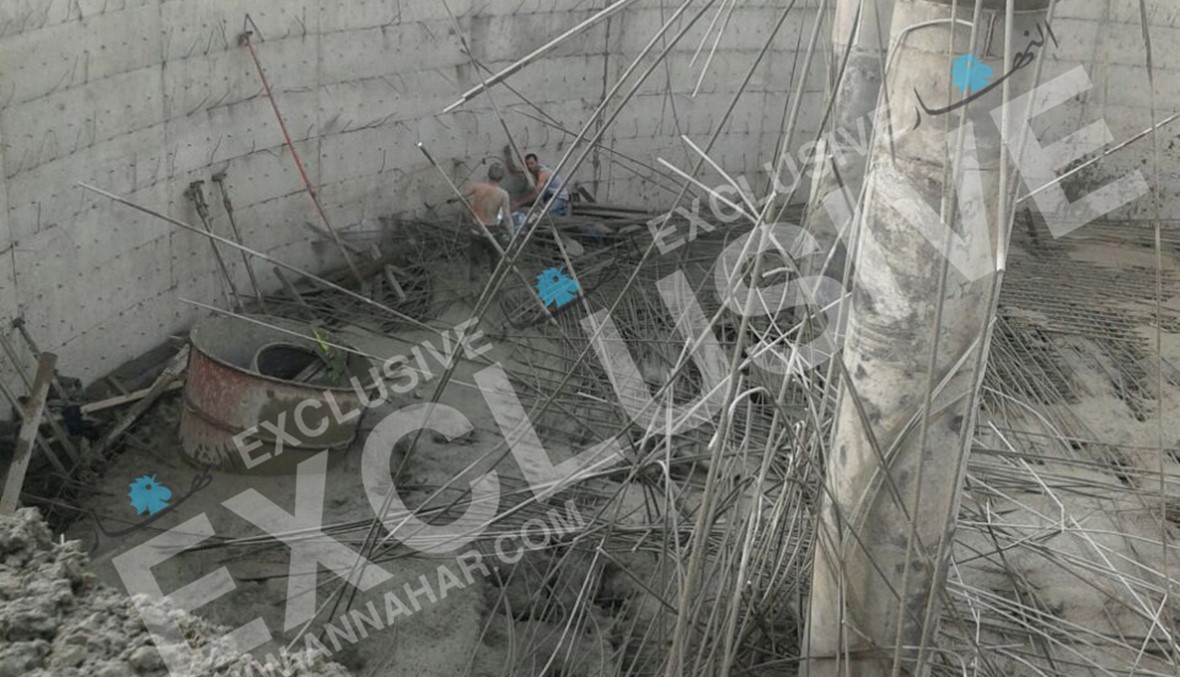بالصور - 4 جرحى بعد انهيار سقف خزان قيد الإنشاء في ضهور الشويفات