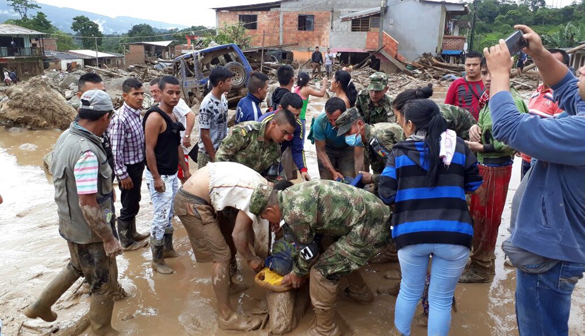 اكثر من 110 قتلى و200 مفقود في انزلاق للتربة في كولومبيا