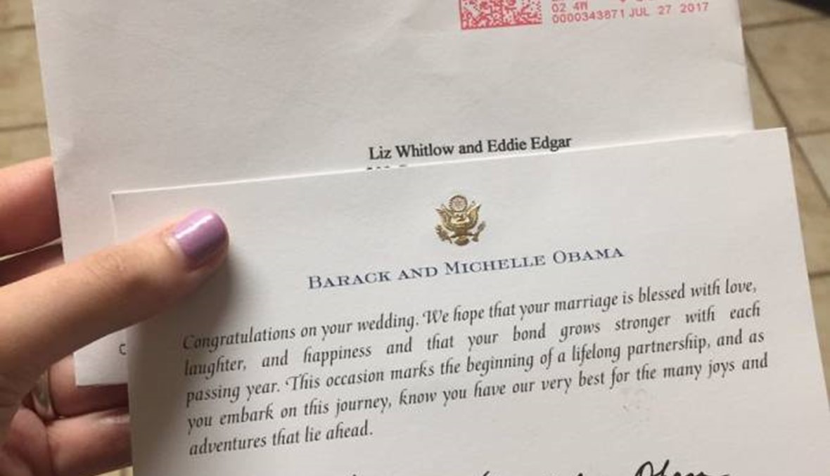 ثنائي يتلقى رسالة من مكتب باراك وميشيل أوباما... ما جاء فيها كان لافتاً (صورة)