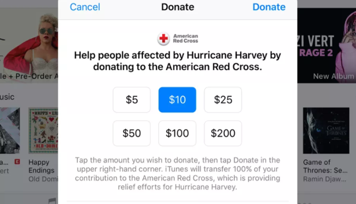 آبل تجمع التبرعات لمنكوبي إعصار "هارفي"