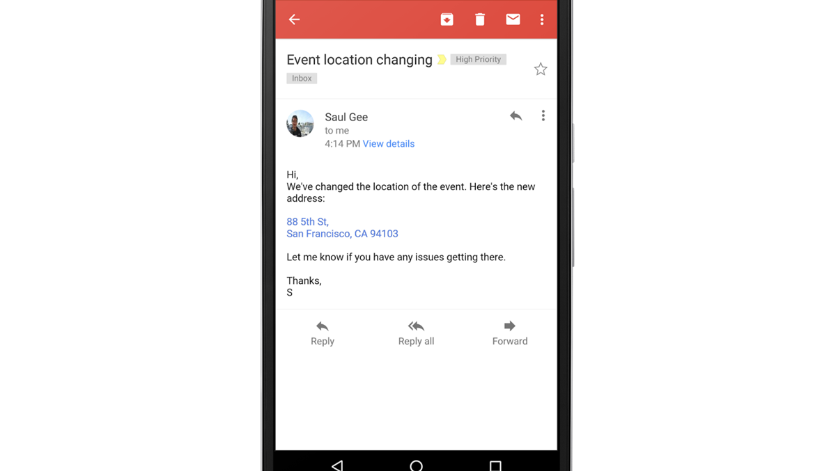 Gmail يضيف تحويل أرقام الهواتف والعناوين إلى الروابط