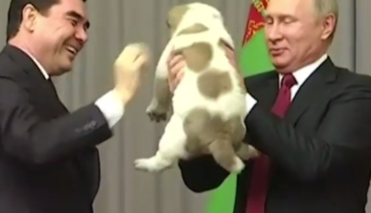 بالفيديو- بوتين يتلقى هدية... احتضن "فيرني" وقبله على رأسه