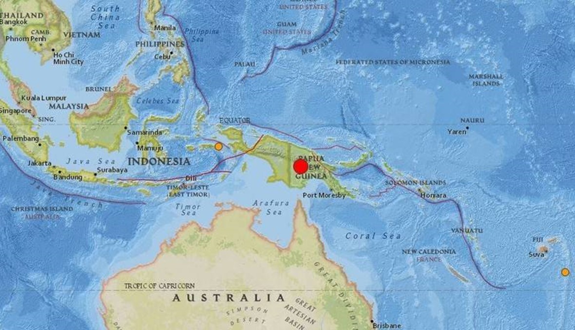 زلزال بقوة 7,5 درجات يضرب بابوا غينيا الجديدة