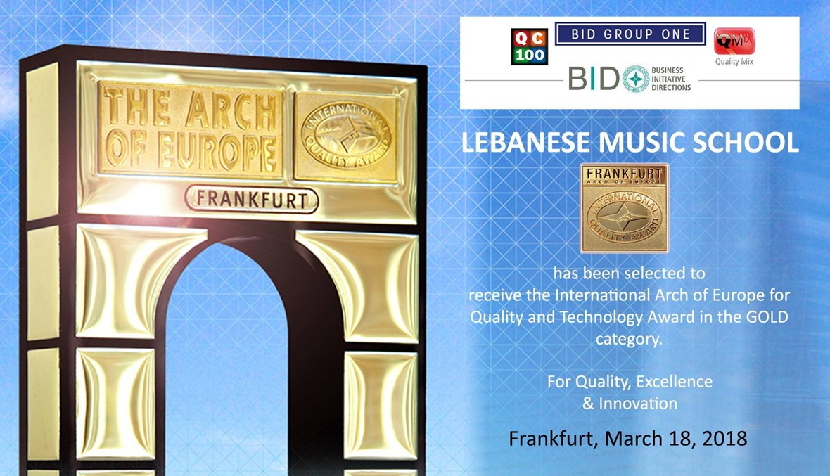 للمرة الأولى في لبنان... مدرسة للموسيقى تحصد جائزة The Arch of Europe