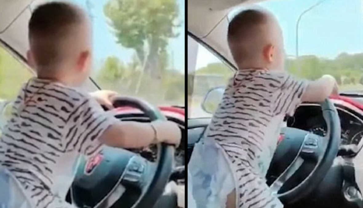 رضيع يقود سيارة وسط تشجيع والده: "أسرع أسرع"! (فيديو)