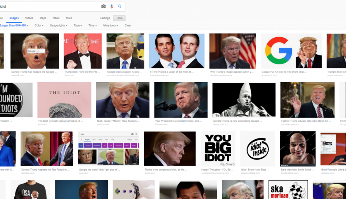 ظهور صور ترامب عند كتابة كلمة "أحمق" في غوغل... والعرب يسخرون!