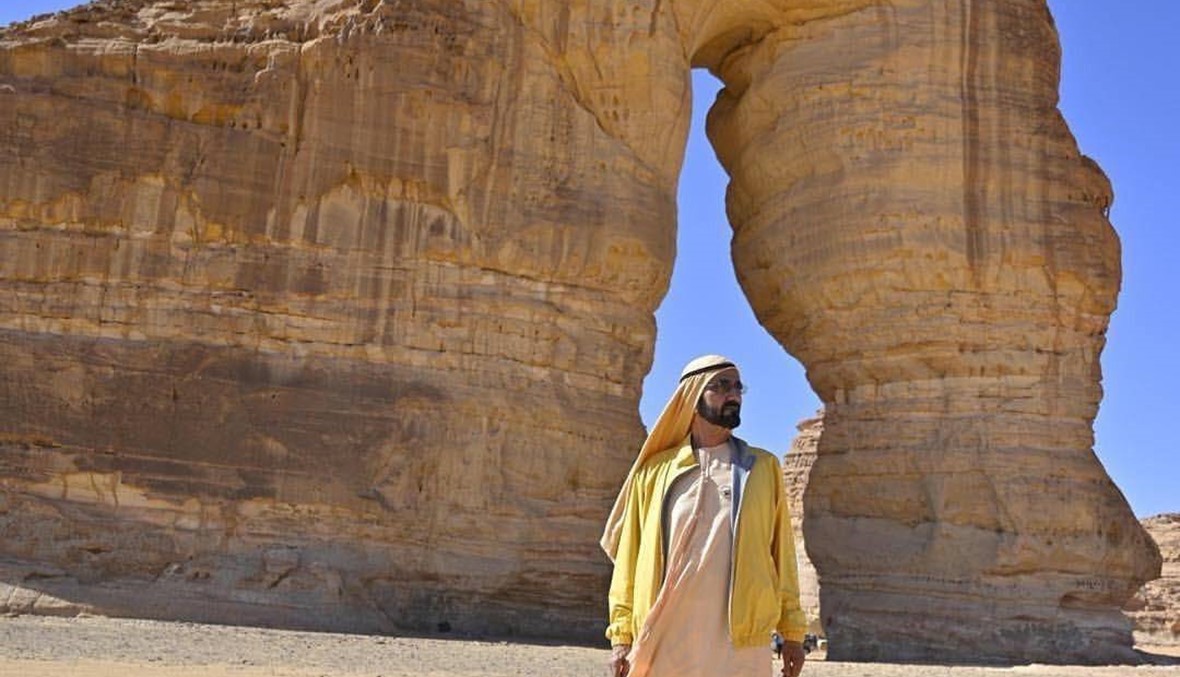 بالصور: حاكم دبي يزور آثار العلا