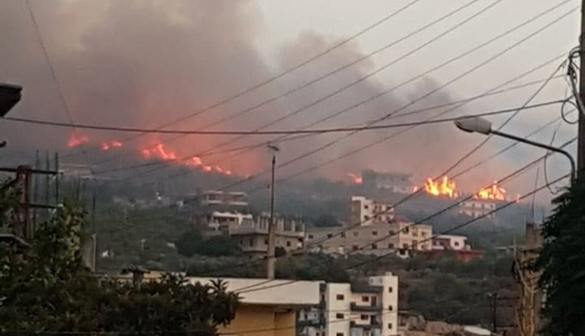 حريق كبير في خراج بلدة بزال التهم 4 كلم2 من احراج الصنوبر والسنديان