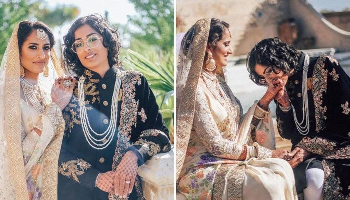 رغم كلّ المصاعب والحواجز... شابة هنديّة تتزوج من شريكتها الباكستانيّة في ملابس تقليديّة