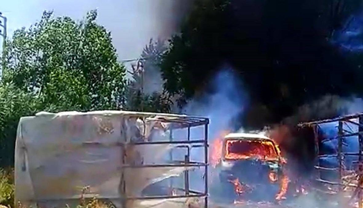 حريق في مخيم للنازحين السوريين في خراج بلدة ببنين - العبدة (صور وفيديو)