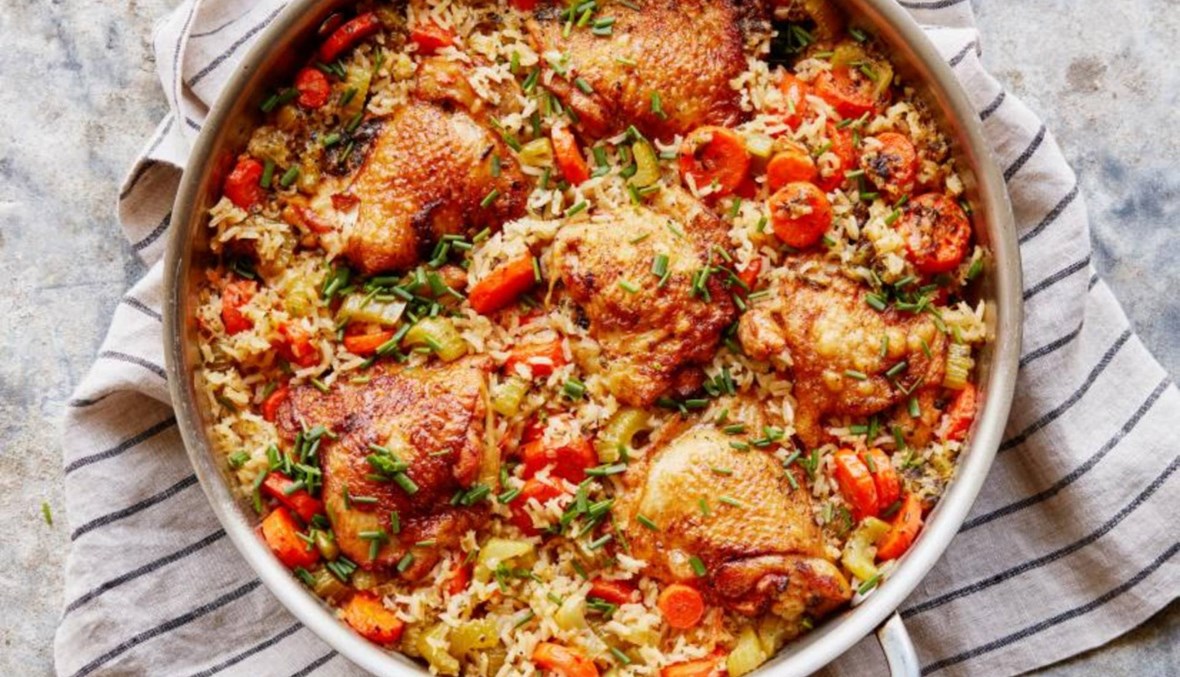 الدجاج مع الأرز والخضار: خلطة من المطبخ العالمي