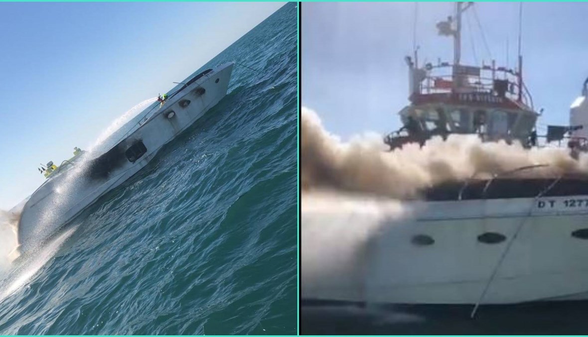 حريق على متن قارب في دبي