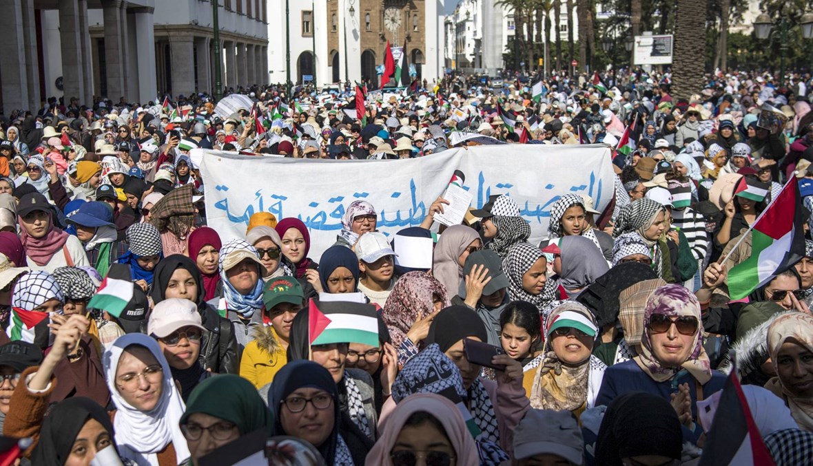 آلاف تظاهروا في الرباط رفضاً لخطة ترامب: "عاشت فلسطين"