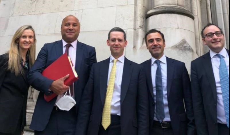 Bilal Khalifeh (2nd from left) with his legal team, outside the Royal Courts of Justice in London. (Photo Courtesy of Khalifeh)