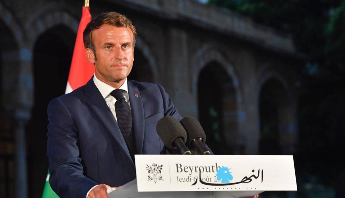 الرئيس الفرنسي خلال زيارته لبنان ("النهار").
