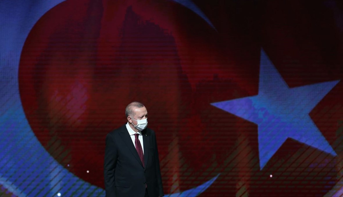 إردوغان خلال احتفال في مركز بيستيبه للمؤتمرات الوطنية والثقافة في أنقرة (17 أيلول 2020، أ ف ب). 