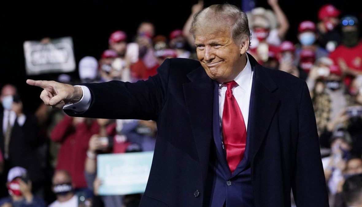 President Donald Trump wraps up his speech at a campaign rally at Fayetteville Regional Airport, Saturday, Sept. 19, 2020, in Fayetteville, N.C. (AP Photo)