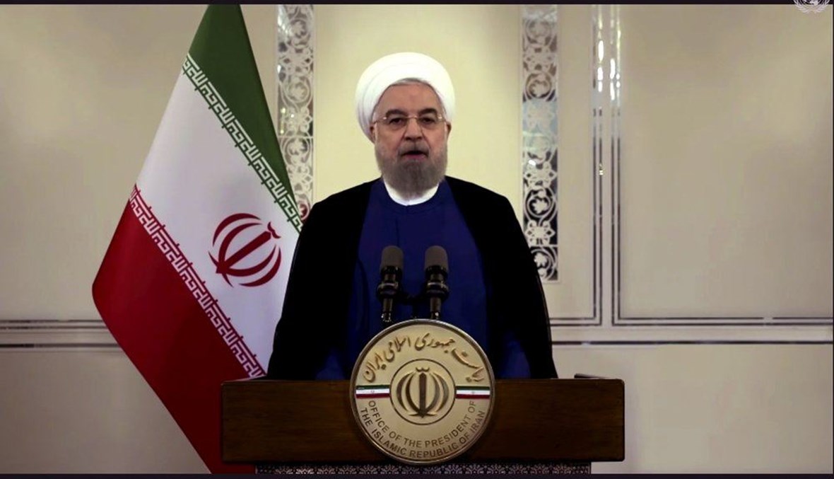In this image made from UNTV video, Iranian President Hassan Rouhani speaks in a pre-recorded message which was played during the 75th session of the United Nations General Assembly. (AP Photo)