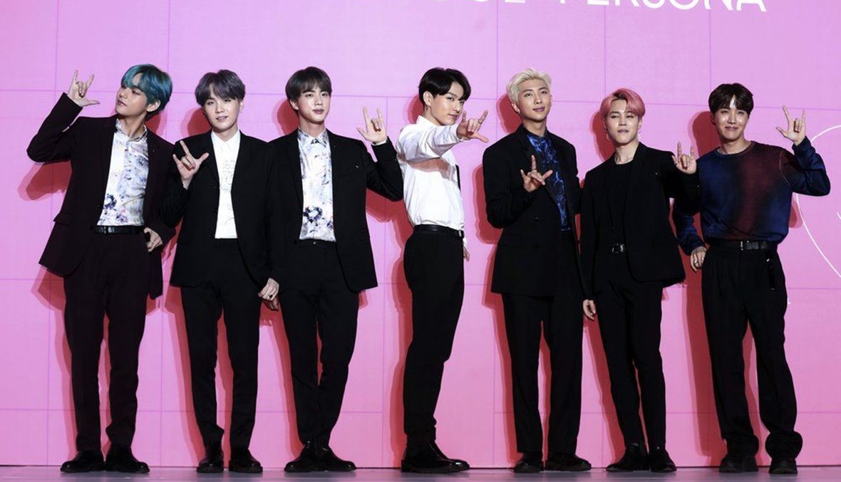 Members of South Korean K-Pop group BTS appear during a press conference in Seoul, South Korea. (AP Photo)