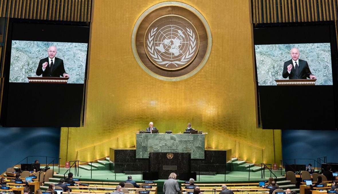 خلال انعقاد الدورة الـ75 للجمعية العامة للأمم المتحدة في نيويورك (23 أيلول 2020، أ ف ب). 
