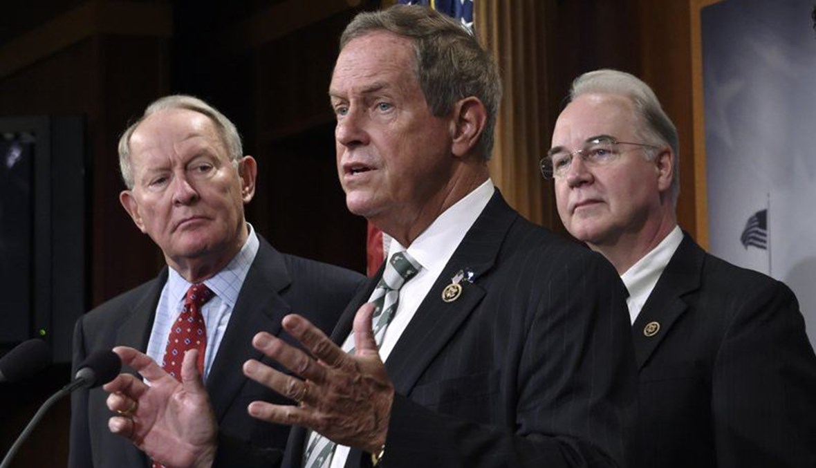  Rep. Joe Wilson, R-S.C., center, speaks during a news conference on Capitol Hill in Washington. (AP Photo)
