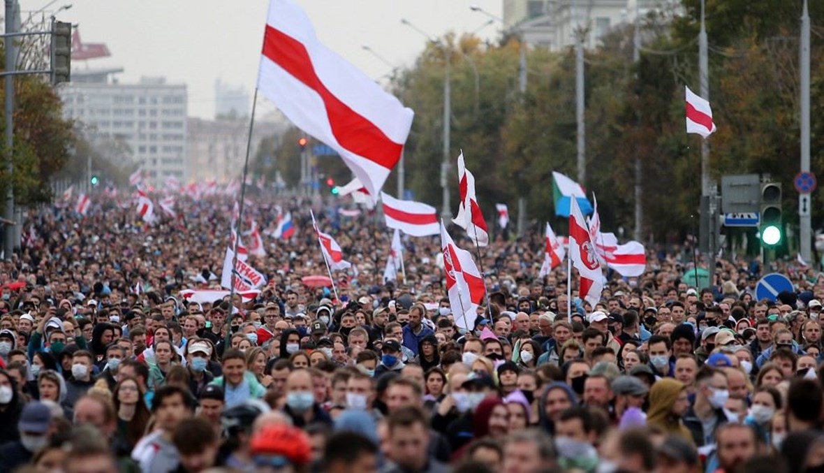 تظاهرات في بيلاروسيا (أ ف ب).