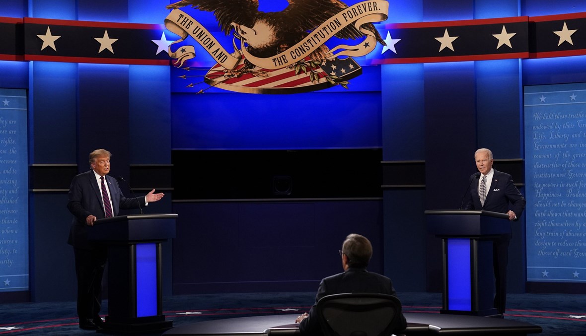المرشحان إلى الانتخابات الرئاسية دونالد ترامب وجو بايدن في المناظرة الأولى - "أ ب"