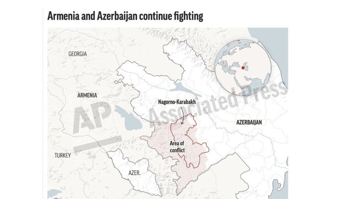 The separatist territory of Nagorno-Karabakh between Armenia and Azerbaijan. (AP Photo)