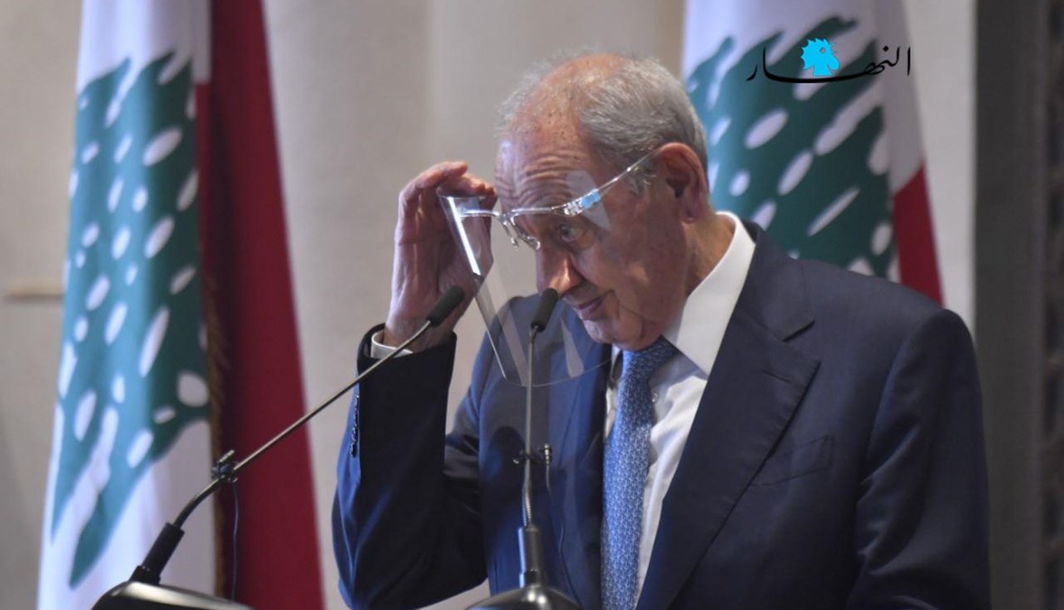 الرئيس نبيه برّي خلال المؤتمر الصحافي حول ملف الترسيم (نبيل اسماعيل).
