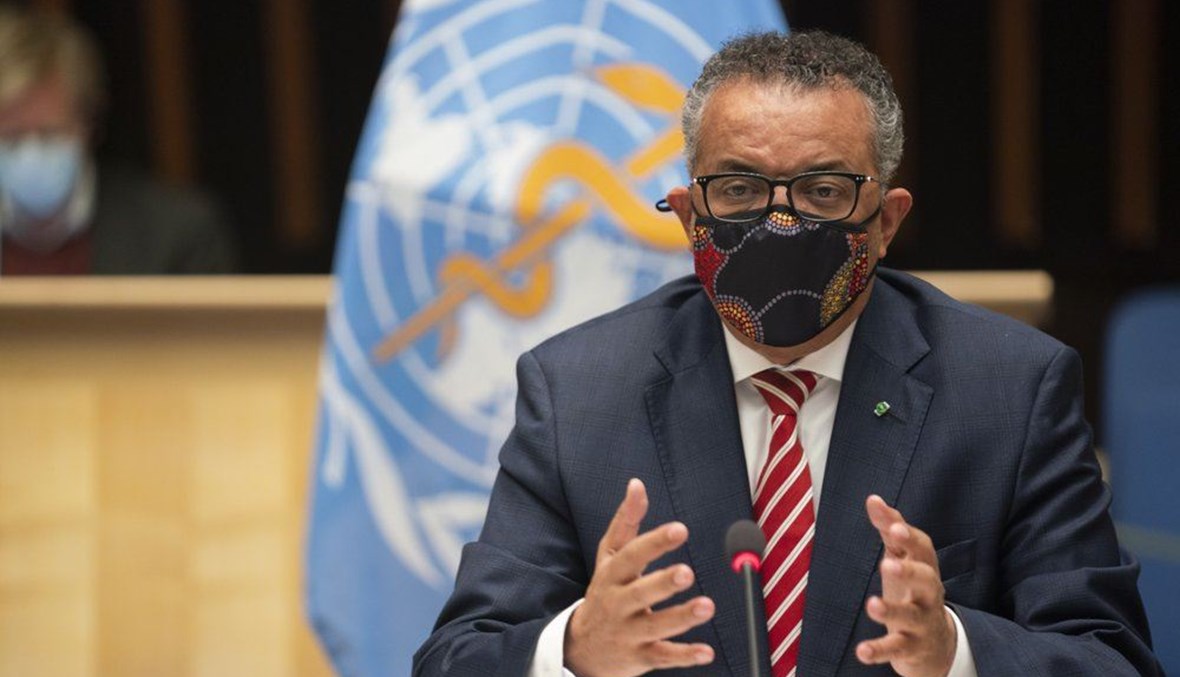 In this photo released by WHO, World Health Organisation on Monday, Oct. 5, 2020, WHO Director-General, Dr Tedros Adhanom Ghebreyesus, wearing a mask to protect against coronavirus, gestures during a special session on the COVID-19 response. (AP Photo)