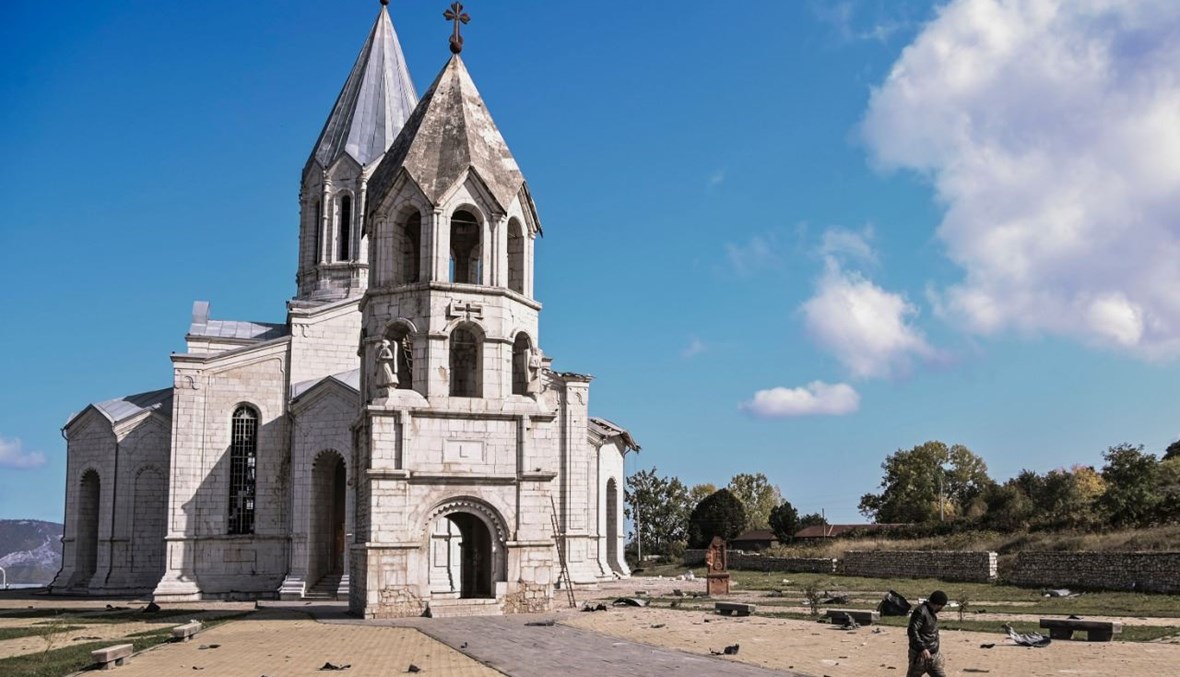 كاتدرائية غازنشيتسوتس التي تعرضت للقصف في شوشة (8 ت1 2020، ا ف ب).
