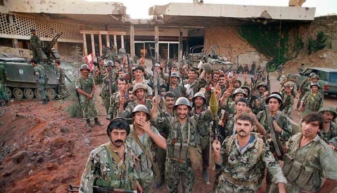 عناصر من الجيش السوري بعد عملية تشرين الأول 1990.