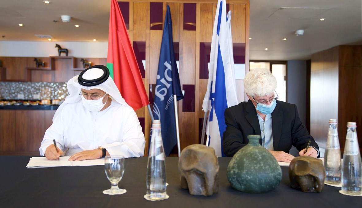 خلال توقيع مذكرة شراكة بين الامارات واسرائيل (وكالة انباء الامارات). 