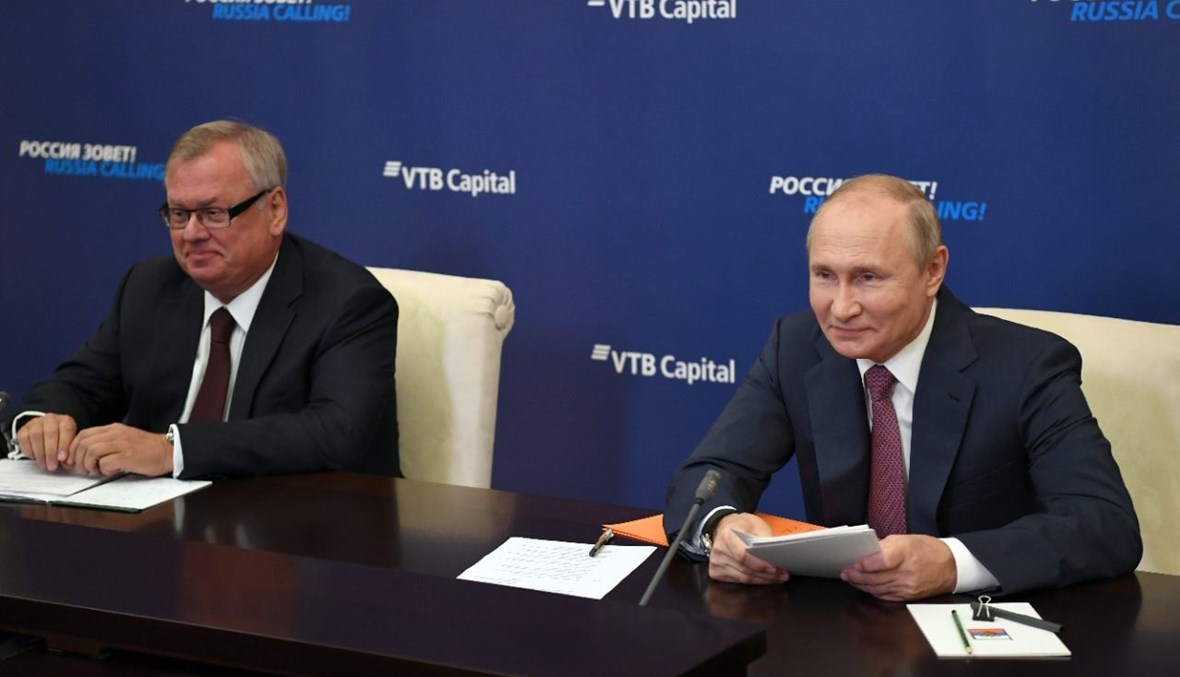 بوتين خلال مشاركته في منتدى الاستثمارات في مقر الاقامة نوفو اوغاريوفو الحكومي خارج موسكو (29 ت1 2020، أ ف ب). 