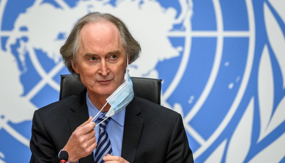 بيدرسن خلال مؤتمر صحافي في مكاتب الأمم المتحدة في جنيف (29 ت2 2020، أ ف ب). 