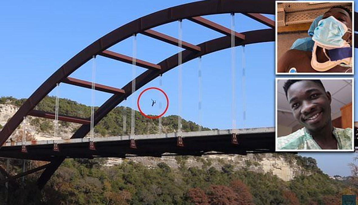  رجل يقفز عن الجسر فيكسر جمجمته.