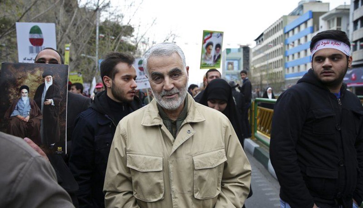 سليماني مشاركا في تجمع في طهران في ذكرى الثورة الإسلامية في إيران (11 شباط 2016، أ ب). 