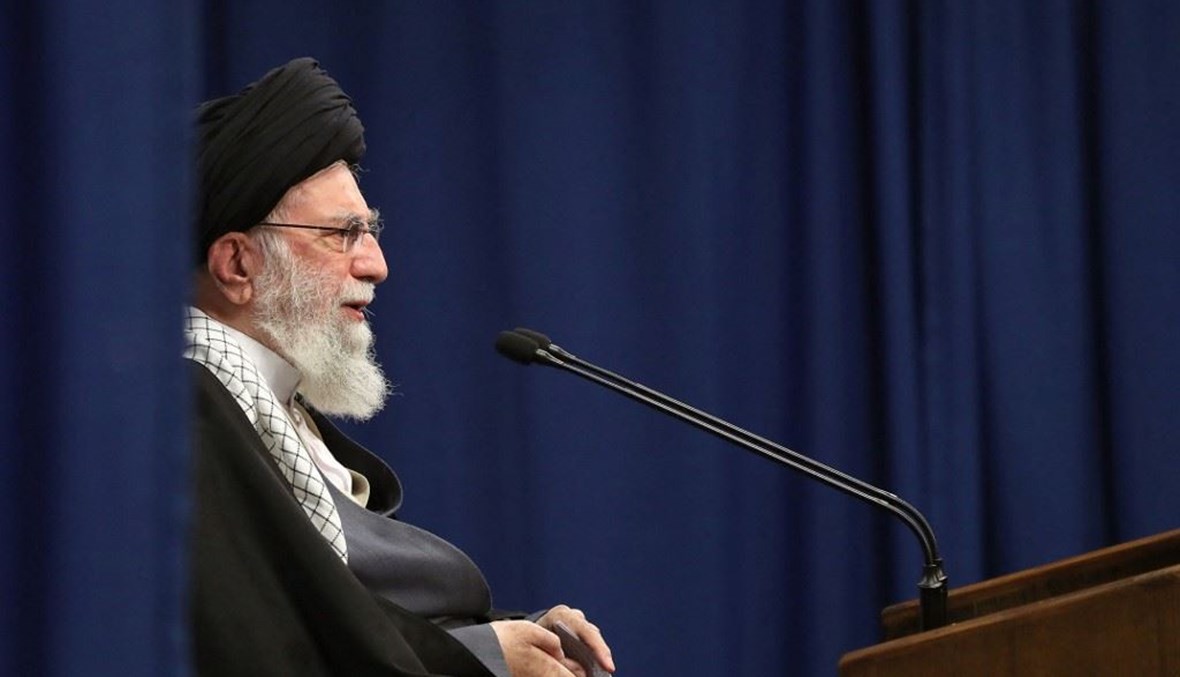 مرشد الجمهورية الاسلامية الإيرانية آية الله علي خامنئي يتحدث في طهران في 8 كانون الثاني الجاري.   (أ ف ب)