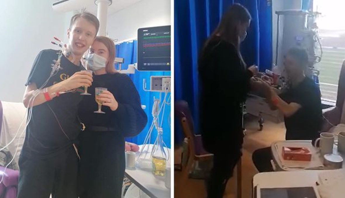 رجل يطلب يد حبيبته في المستشفى.