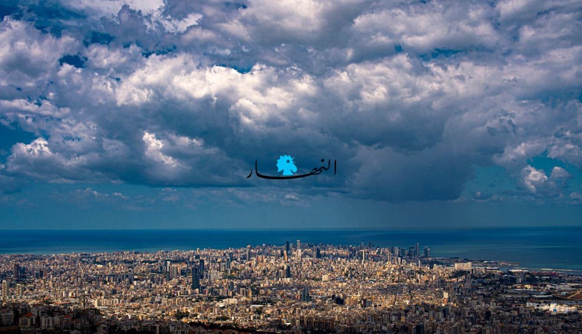 لبنان في عين العاصفة (تعبيرية- نبيل إسماعيل). 