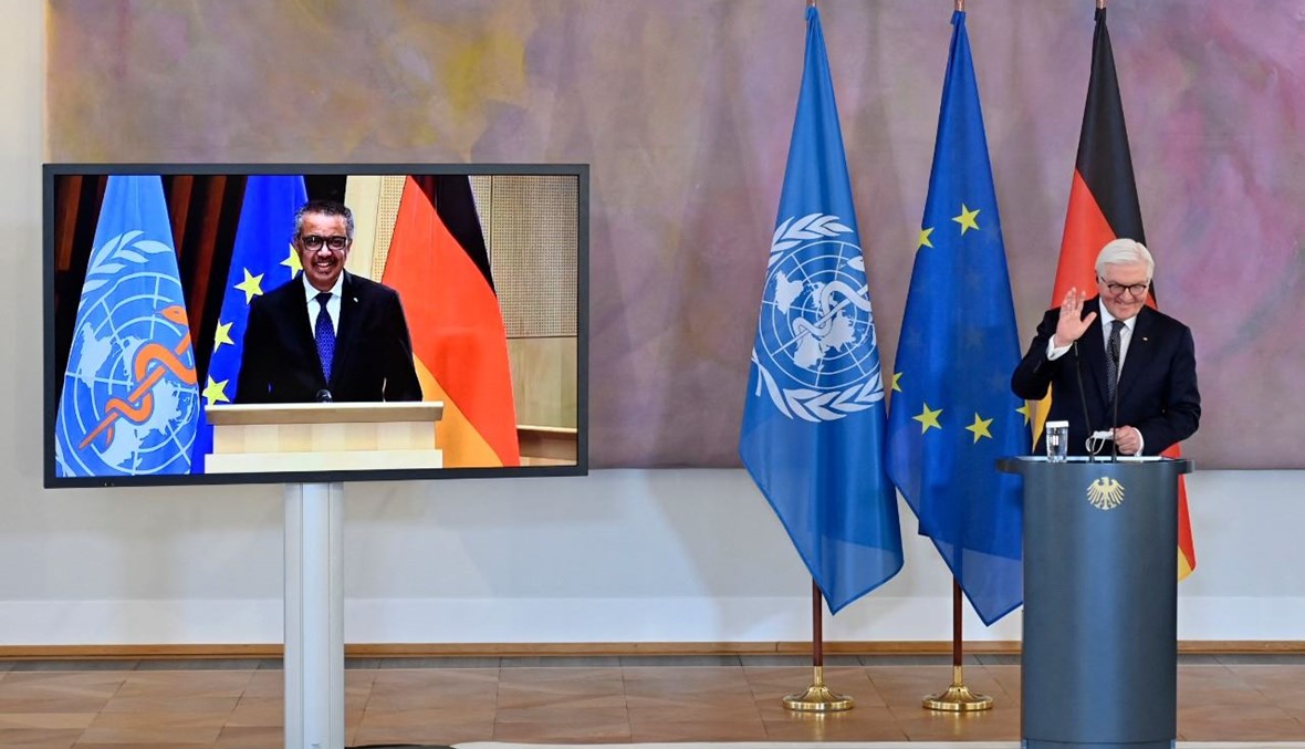 شتاينماير وتيدروس خلال مؤتمر صحافي مشترك في قصر بلفيو الرئاسي في برلين (22 شباط 2021، أ ف ب). 