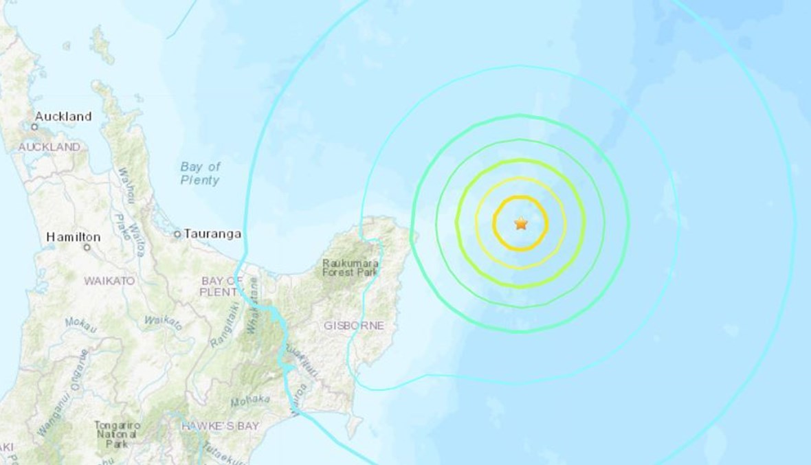 خريطة تظهر موقع وقوع الزلزال (موقع المعهد الأميركي للجيوفيزياء). 