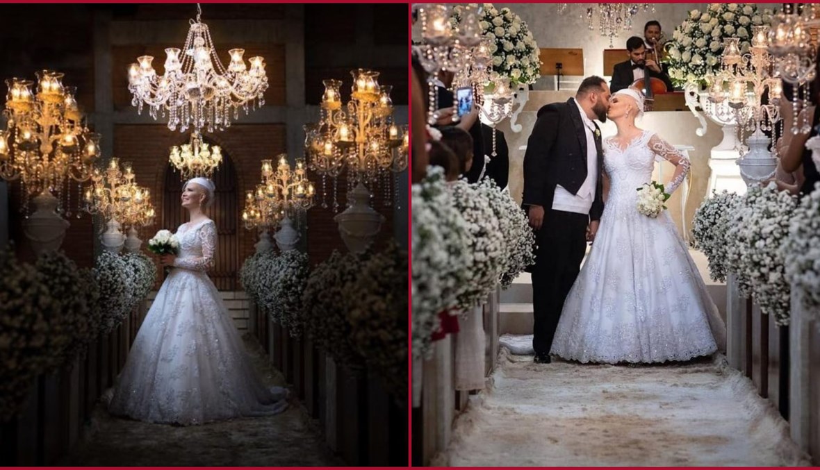 صورتان من زفاف سينتيا فيريرا وايمانويل فيريرا في حزيران 2018 (التصوير: Lucas Tatagiba). 
