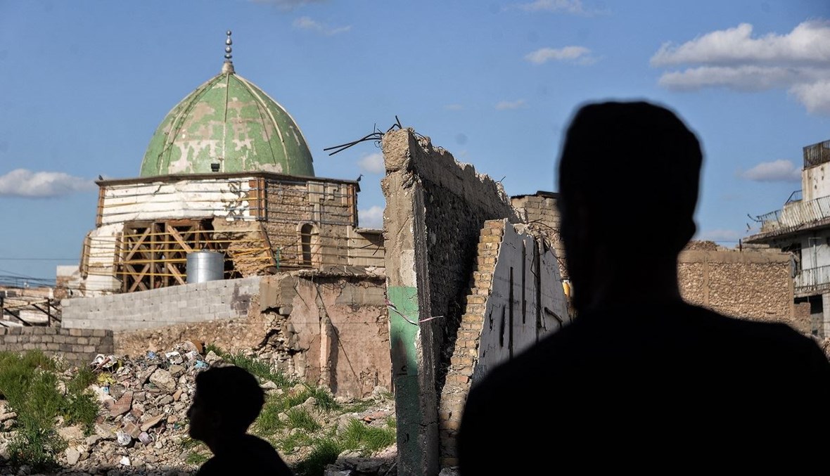 مسجد النوري في البلدة القديمة من مدينة الموصل شمال العراق، وقد تضرّر بشدّة بعد هجوم لمقاتلي "تنظيم الدولة الإسلامية" (تعبيرية- أ ف ب).