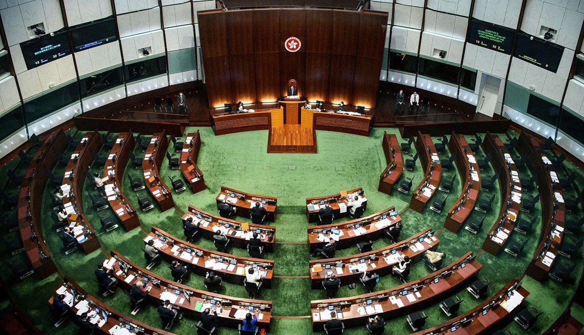 مشهد عامّ من الغرفة الرئيسية للمجلس التشريعي في هونغ كونغ (تعبيرية- أ ف ب).