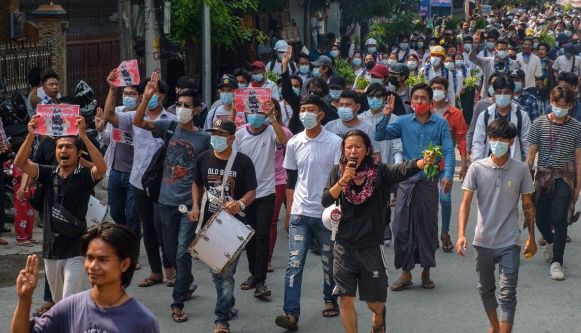 الاحتجاجات في بورما (أ ف ب).