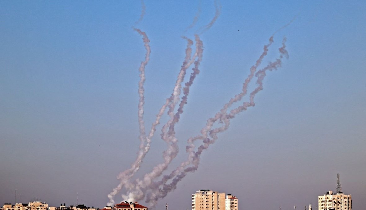 صواريخ أطلقتها حركة حماس من غزة باتجاه إسرائيل (13 ايار 2021، أ ف ب). 